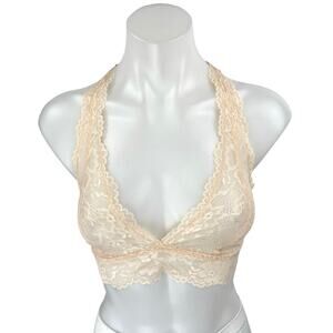NWT Fenty Cream Floral Lace Sleeveless Sheer Racerback Bralette Bra Top Size XS